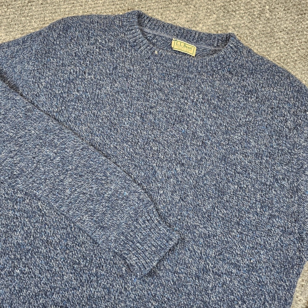 Vintage LL Bean Crewneck Sweater Blue Marl Knit Made in USA Mens XL